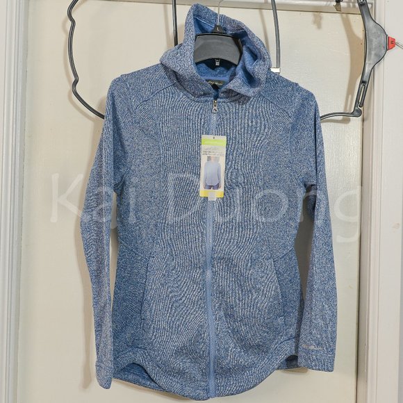 Eddie Bauer women Radiator Fleece 2.0 Long Full-zip hooded Jacket BLUE - Picture 2 of 10